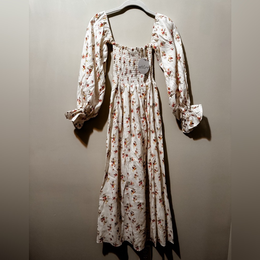 Linen Petal & Pup Midi Dress NWT